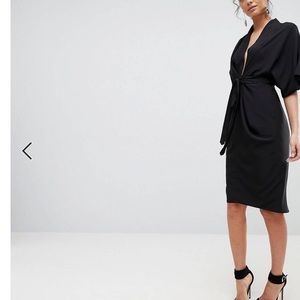 ASOS Black Deep Plunge Komono Wrap Dress - like New